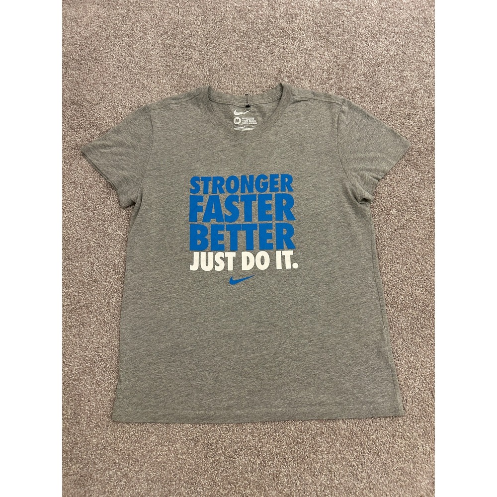 Nike Graphic Tee Mens Medium Gray Excellent Just Do It Stronger 430468-H45